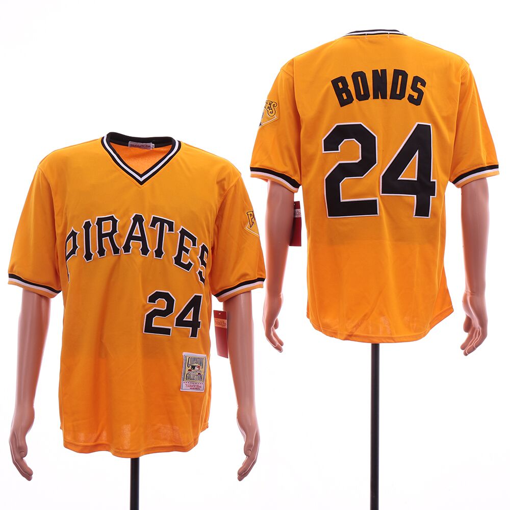 Men Pittsburgh Pirates #24 Bonds Yellow MLB Jerseys->new york mets->MLB Jersey